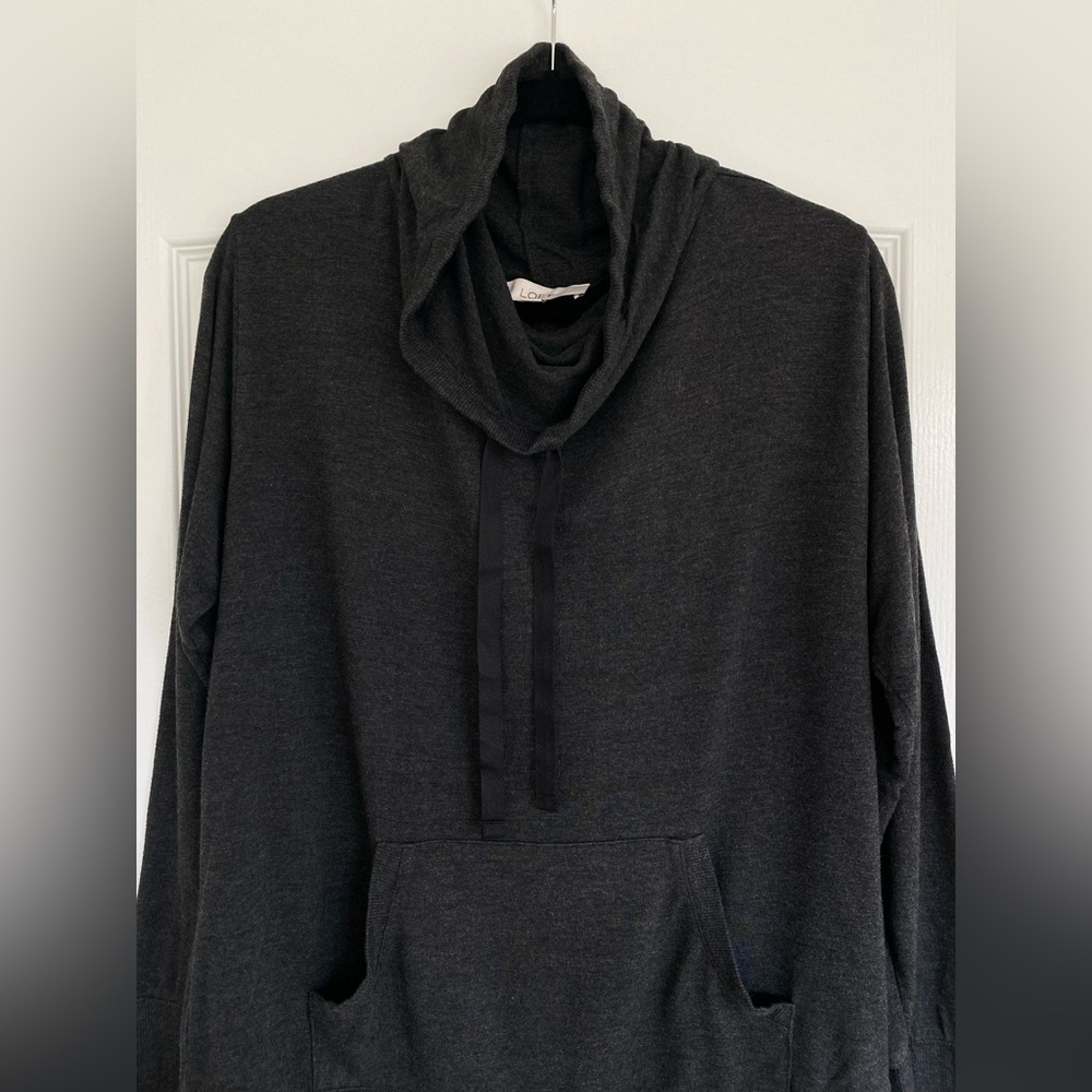 Charcoal grey sporty cowl neck sweatshirt